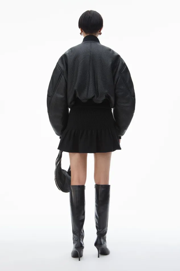 Alexander Wang Jackets Cropped Bomber Jacket In Primal Lambskin Leather 8211 Women