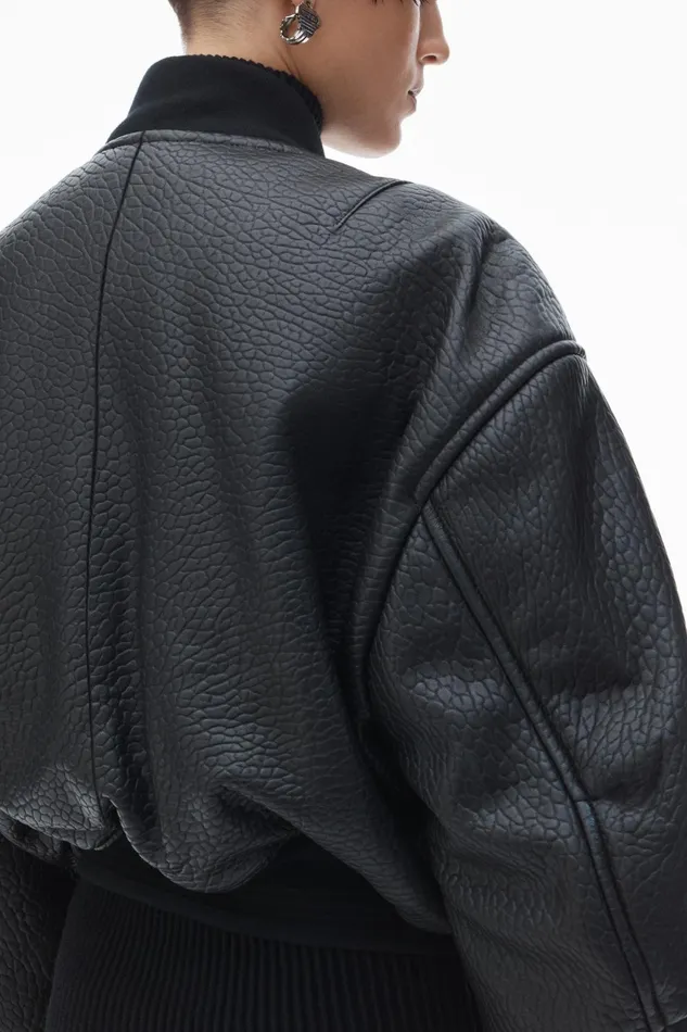 Alexander Wang Jackets Cropped Bomber Jacket In Primal Lambskin Leather 8211 Women
