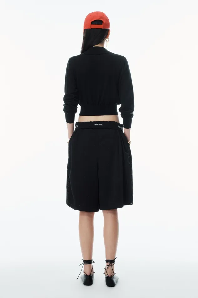 Alexander Wang Sweaters HighFrequency Stacked Logo Cardigan In Merino Wool 8211 Women