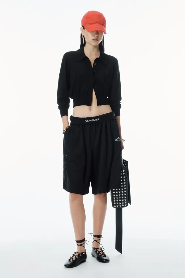 Alexander Wang Sweaters HighFrequency Stacked Logo Cardigan In Merino Wool 8211 Women