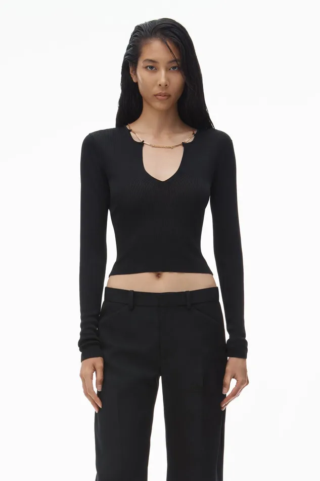 Alexander Wang Sweaters Logo Nameplate Cropped Shirt 8211 Women