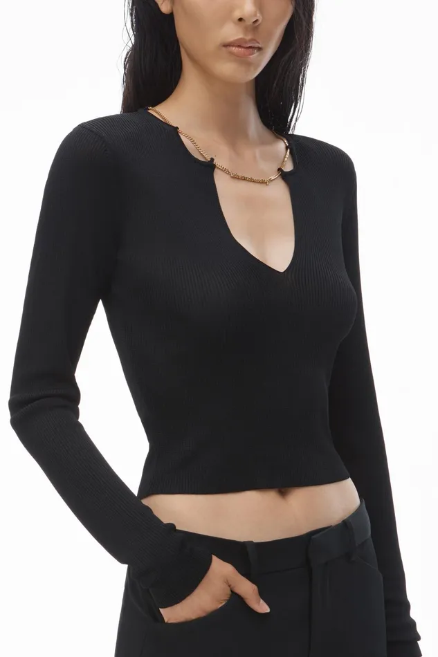 Alexander Wang Sweaters Logo Nameplate Cropped Shirt 8211 Women