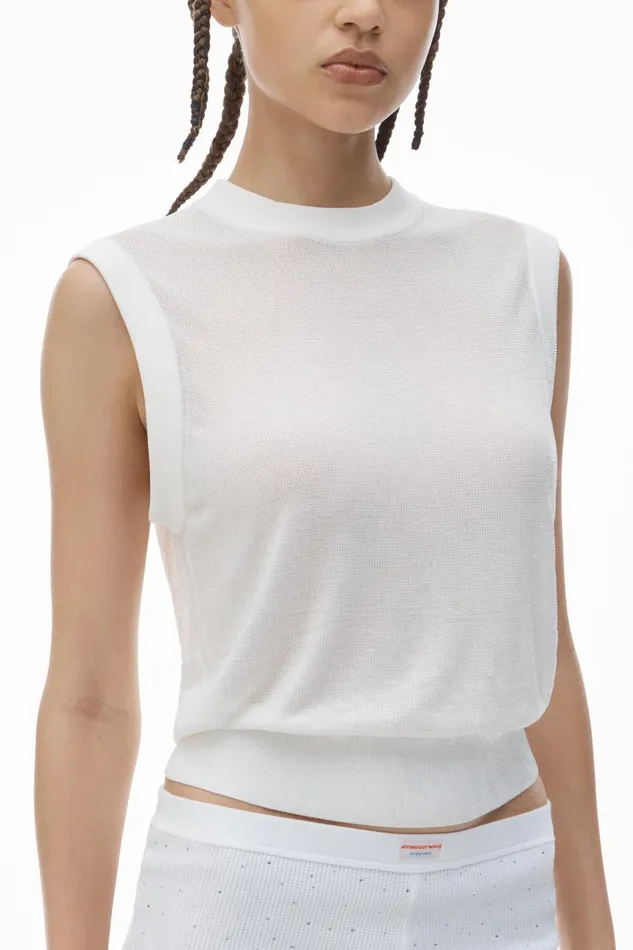 Alexander Wang Sweaters Mockneck Tank In Clear Bead Hotfix 8211 Women