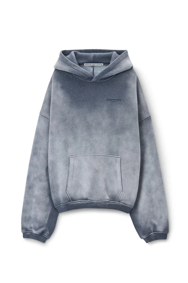 Alexander Wang Sweatshirts Unisex Crystal Hotfix Hoodie 8211 WomenMen