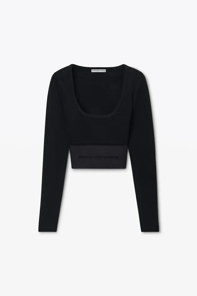 Alexander Wang Tops and Shirts LongSleeve Cropped Top With Logo Elastic 8211 Women