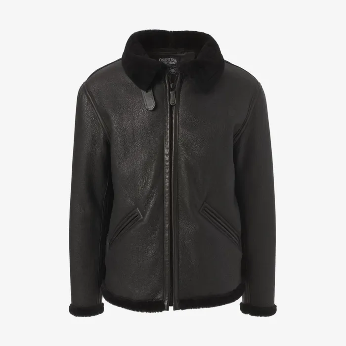 Allen Edmonds B6 Sheepskin Jacket By Cockpit USA Black Men Outerwear