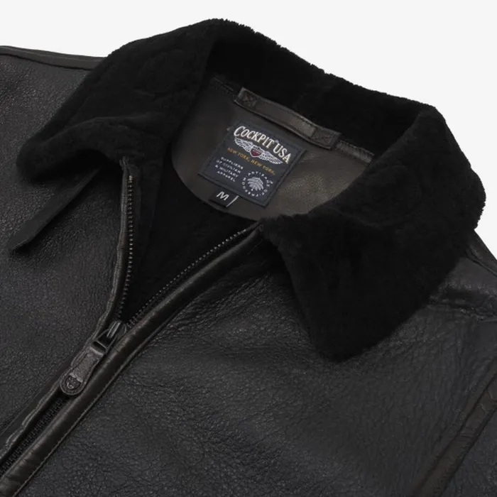 Allen Edmonds B6 Sheepskin Jacket By Cockpit USA Black Men Outerwear