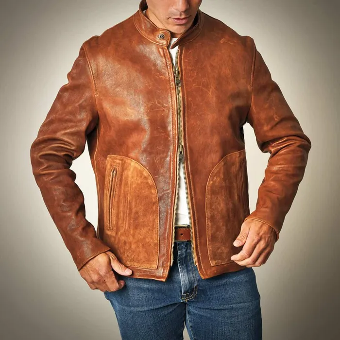 Allen Edmonds Cafe Racer Jacket Brown Men Outerwear