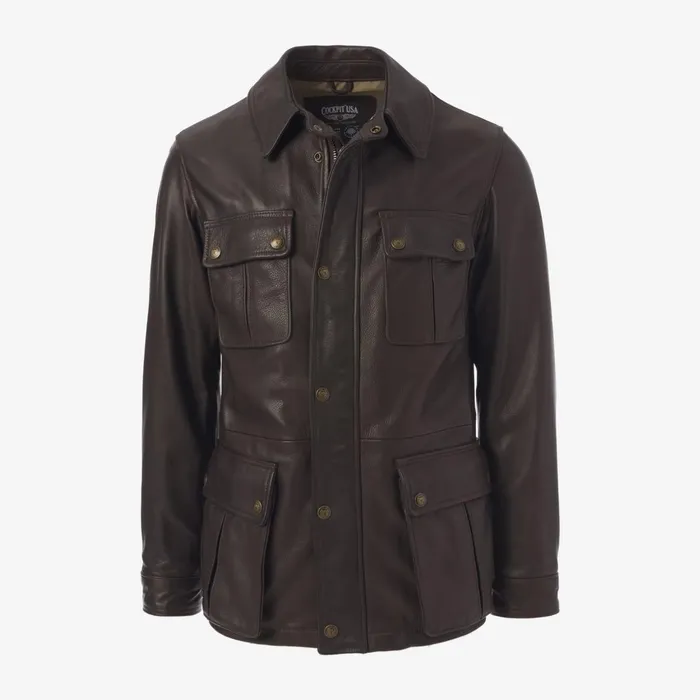 Allen Edmonds Dispatch Motorcycle Jacket By Cockpit USA Brown Men Outerwear