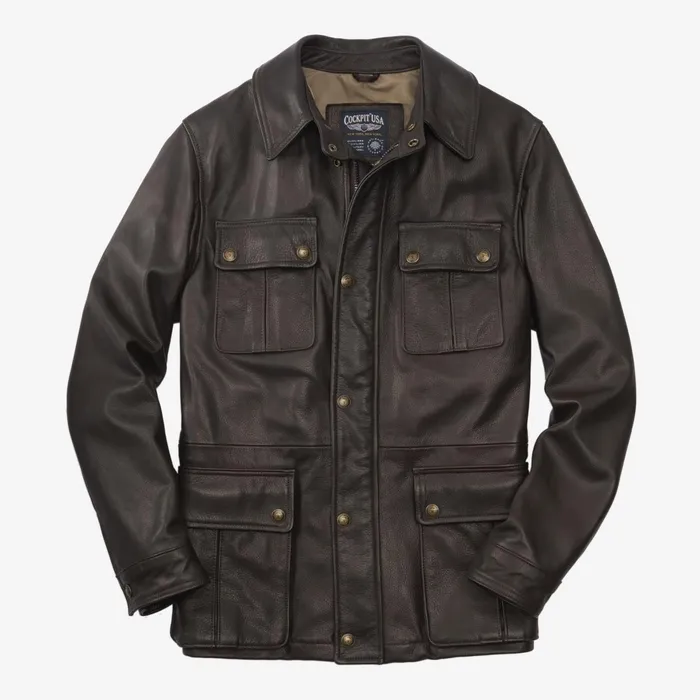 Allen Edmonds Dispatch Motorcycle Jacket By Cockpit USA Brown Men Outerwear