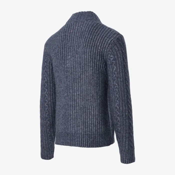 Allen Edmonds Fisherman Mock Neck Sweater Navy Men Shirts and Sweaters