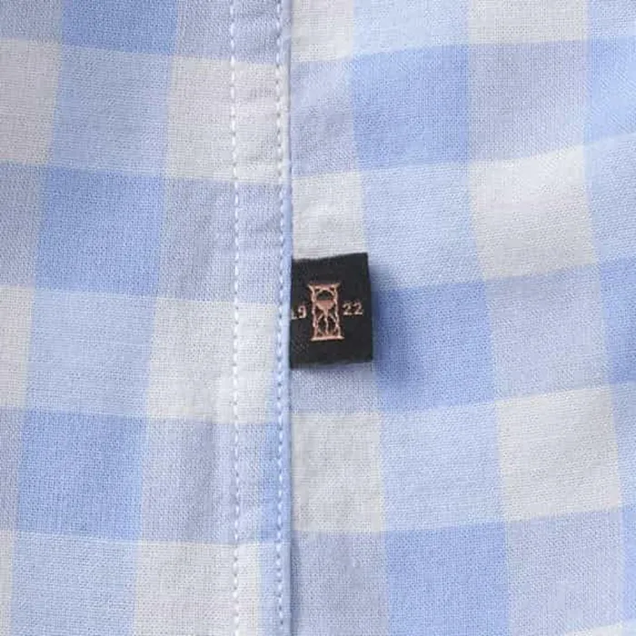 Allen Edmonds Gingham Cotton Sport Shirt Blueivory Men Shirts and Sweaters