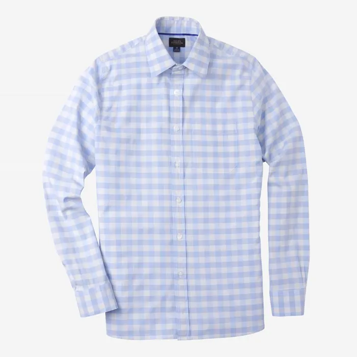 Allen Edmonds Gingham Cotton Sport Shirt Blueivory Men Shirts and Sweaters
