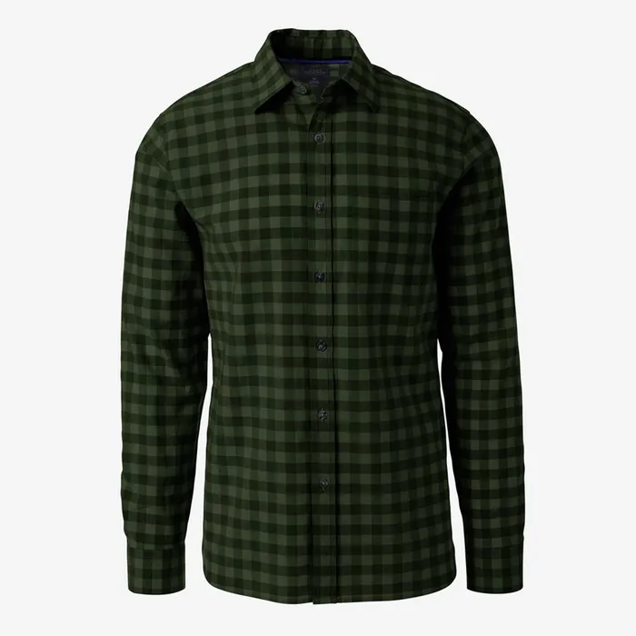 Allen Edmonds Gingham Cotton Sport Shirt Olive Men Shirts and Sweaters