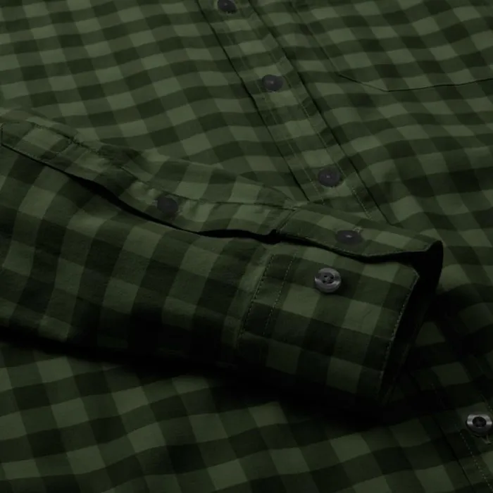 Allen Edmonds Gingham Cotton Sport Shirt Olive Men Shirts and Sweaters