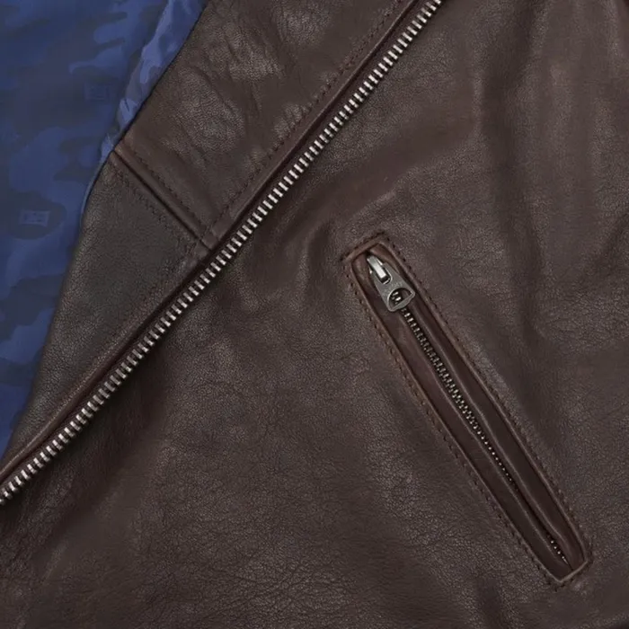 Allen Edmonds Leather Moto Jacket Brown Men Outerwear