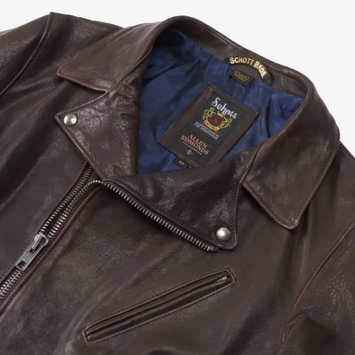 Allen Edmonds Leather Moto Jacket Brown Men Outerwear