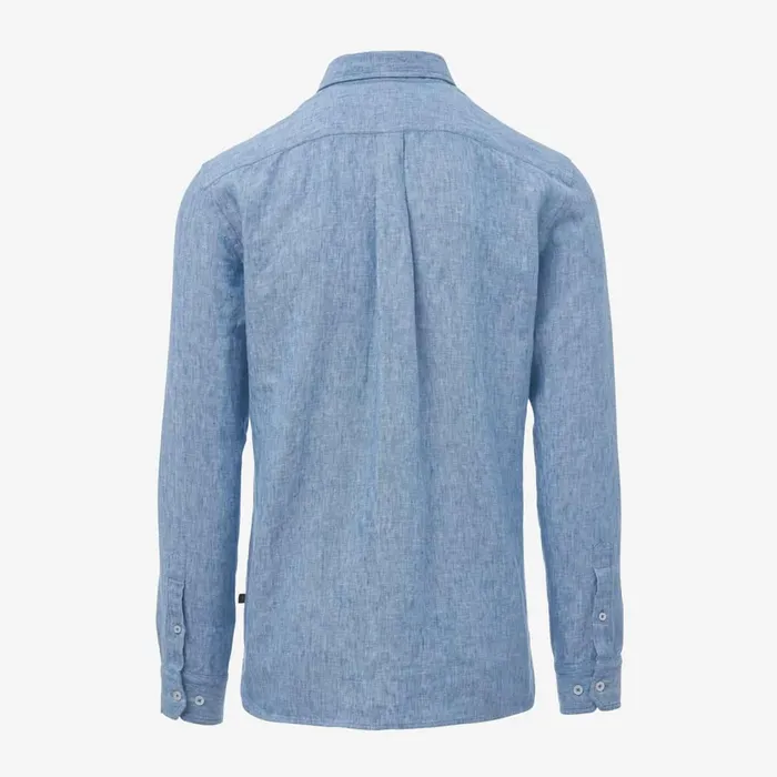 Allen Edmonds Linen Long Sleeve Shirt Blue Men Shirts and Sweaters