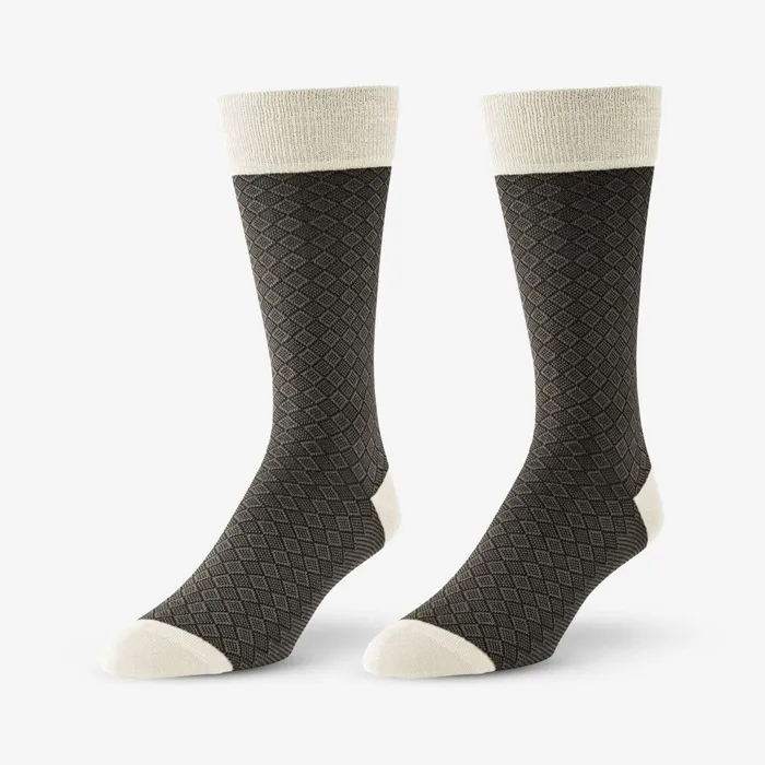 Allen Edmonds MidCalf Pattern Dress Sock Beige Boxes Men Socks