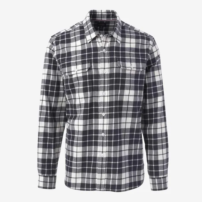 Allen Edmonds Plaid Cotton Work Shirt Black And White Men Shirts and Sweaters