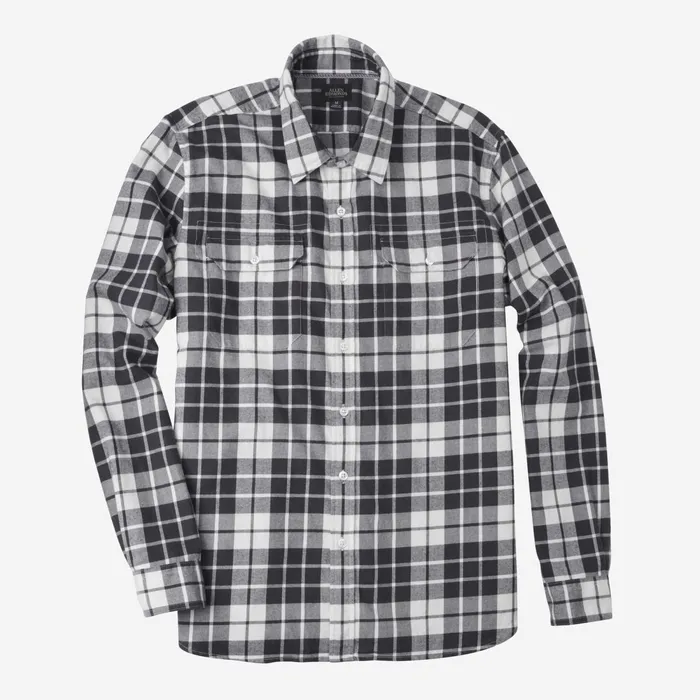 Allen Edmonds Plaid Cotton Work Shirt Black And White Men Shirts and Sweaters