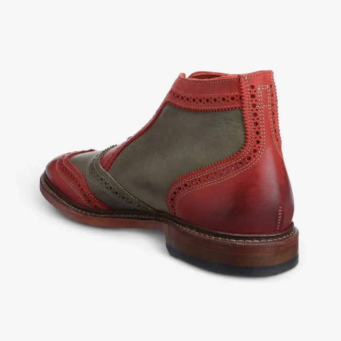 Allen Edmonds Santa Mok Wingtip Oxford Boot Red And Green Distressed Leather Men Made In The Usa