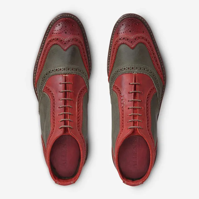 Allen Edmonds Santa Mok Wingtip Oxford Boot Red And Green Distressed Leather Men Made In The Usa