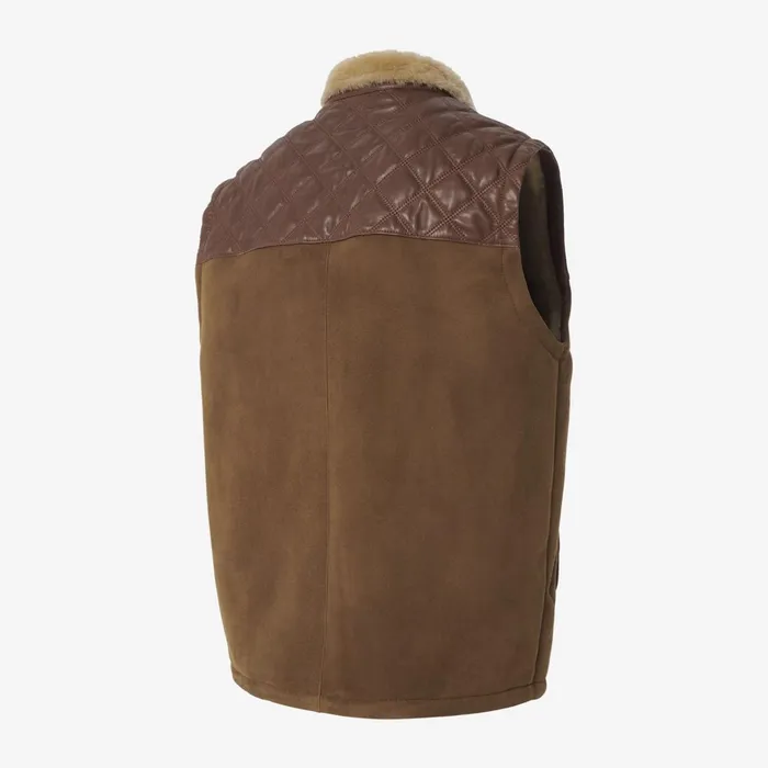 Allen Edmonds Shearling Quilted Vest Chestnut Men Outerwear