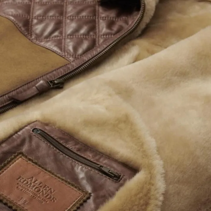 Allen Edmonds Shearling Quilted Vest Chestnut Men Outerwear