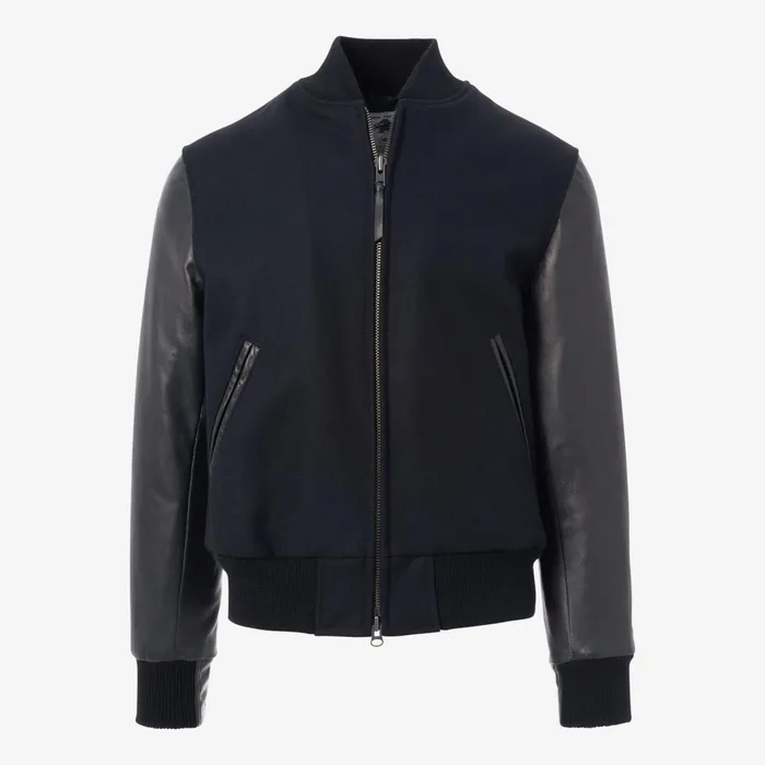 Allen Edmonds Zip Up Varsity Jacket By Golden Bear Black Men Outerwear