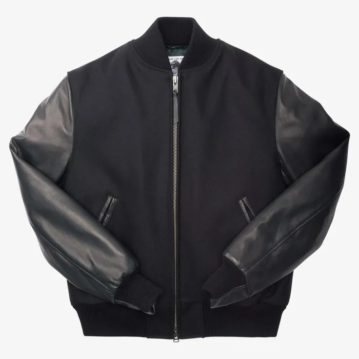 Allen Edmonds Zip Up Varsity Jacket By Golden Bear Black Men Outerwear