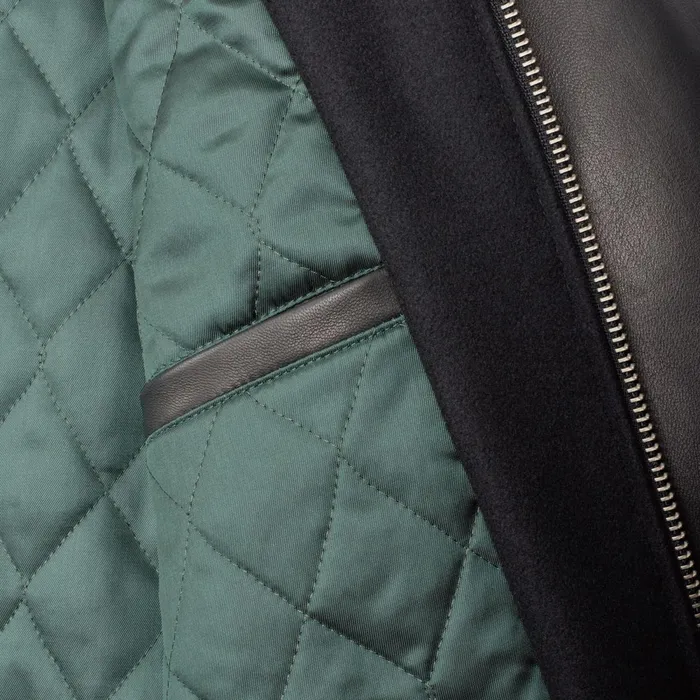 Allen Edmonds Zip Up Varsity Jacket By Golden Bear Black Men Outerwear