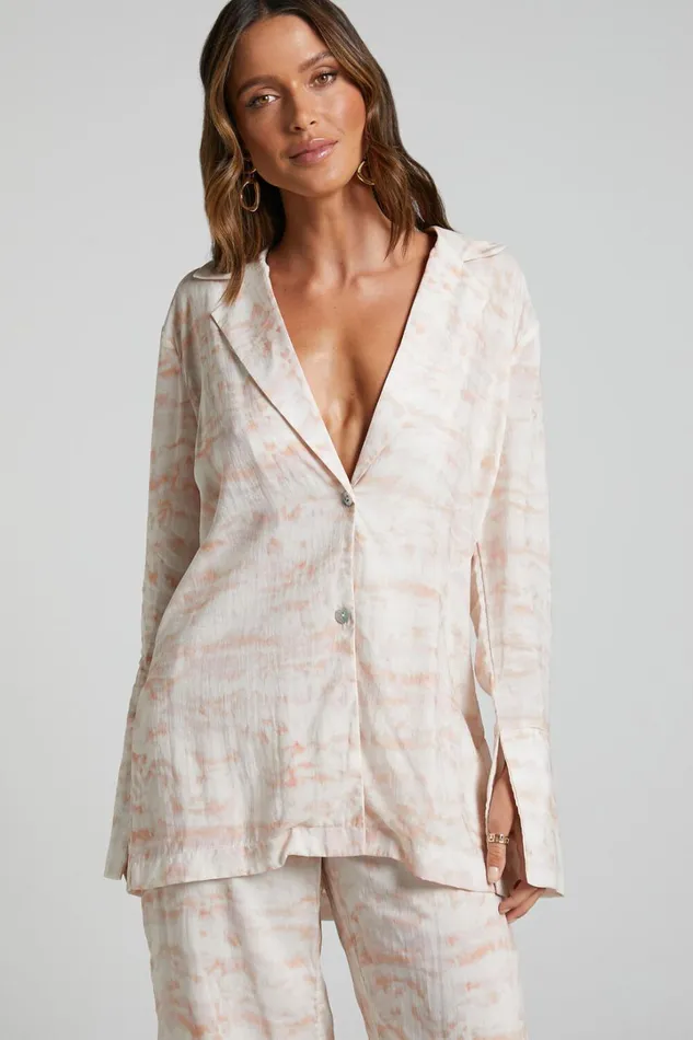 Amalie The Label 8211 Aladene Linen Blend Shirt In Harlem Print Women Showpo Tops