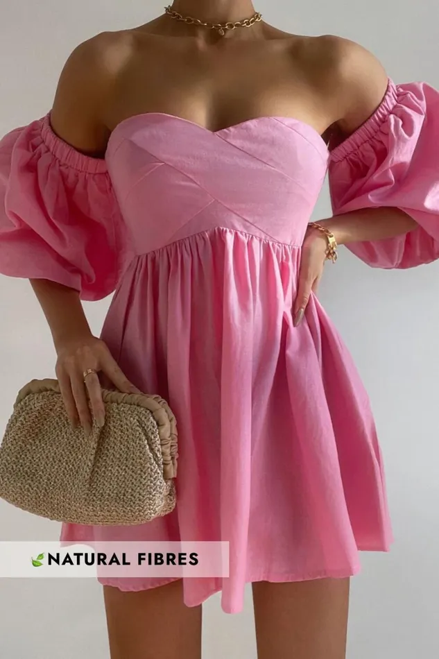 Amalie The Label 8211 Cielio Linen Blend Paneled Bust Mini Dress In Pink Women Showpo Dresses Amalie The Label 8211 Cielio Linen Blend Paneled Bust Mini Dress In Pink Women Showpo Dresses