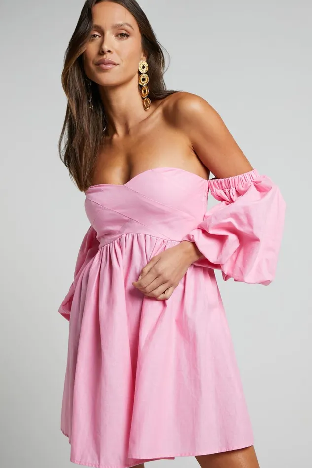 Amalie The Label 8211 Cielio Linen Blend Paneled Bust Mini Dress In Pink Women Showpo Dresses