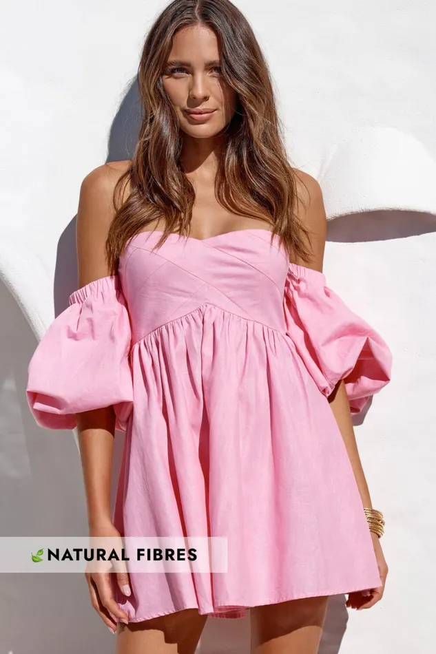 Amalie The Label 8211 Cielio Linen Blend Paneled Bust Mini Dress In Pink Women Showpo Dresses