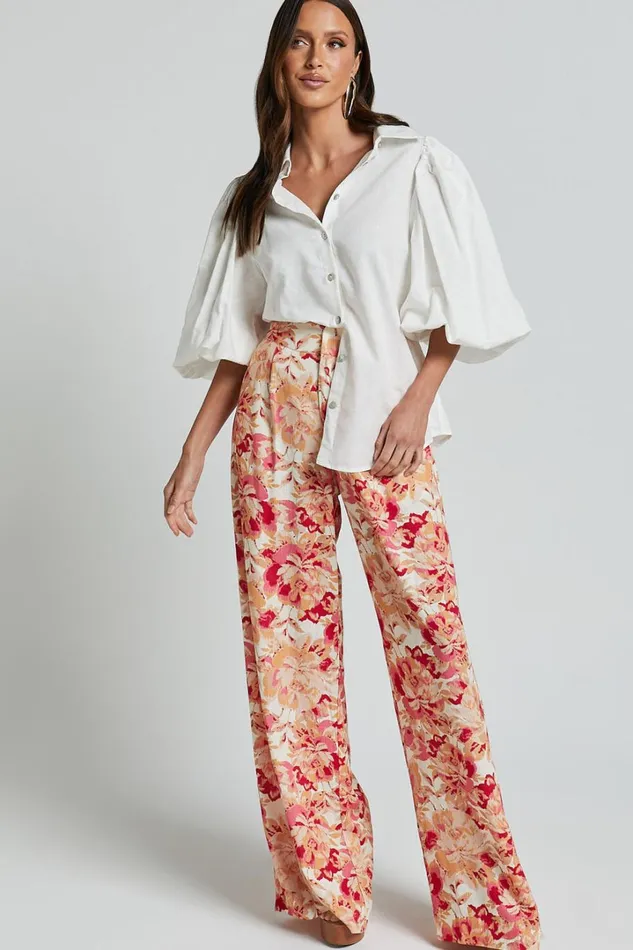 Amalie The Label 8211 Janae Linen Blend Collared Puff Sleeve Button Up Shirt In Ivory Women Showpo Tops