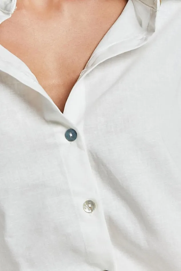 Amalie The Label 8211 Janae Linen Blend Collared Puff Sleeve Button Up Shirt In Ivory Women Showpo Tops
