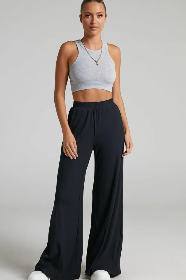 Amalthea Pants 8211 High Waisted Jersey Rib Wide Leg Pants In Black Women Showpo Loungewear Amalthea Pants 8211 High Waisted Jersey Rib Wide Leg Pants In Black Women Showpo Loungewear