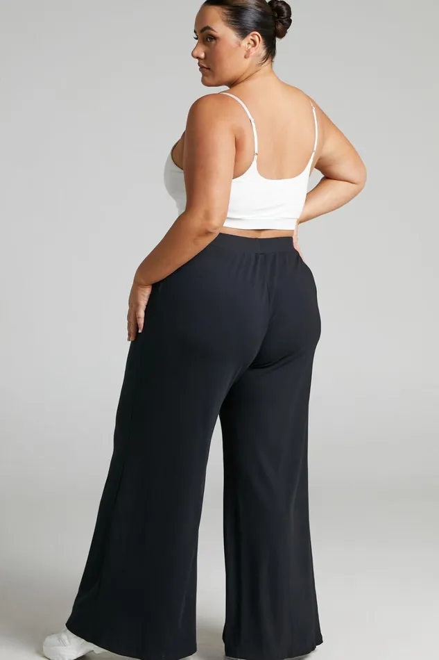 Amalthea Pants 8211 High Waisted Jersey Rib Wide Leg Pants In Black Women Showpo Loungewear