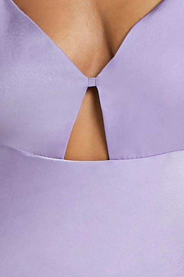 Amitola Midi Dress 8211 V Neck Cut Out Slip Dress In Lilac Women Showpo Dresses
