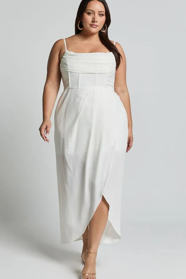 Andrina Midi Dress 8211 High Low Wrap Corset Dress In White Women Showpo Dresses