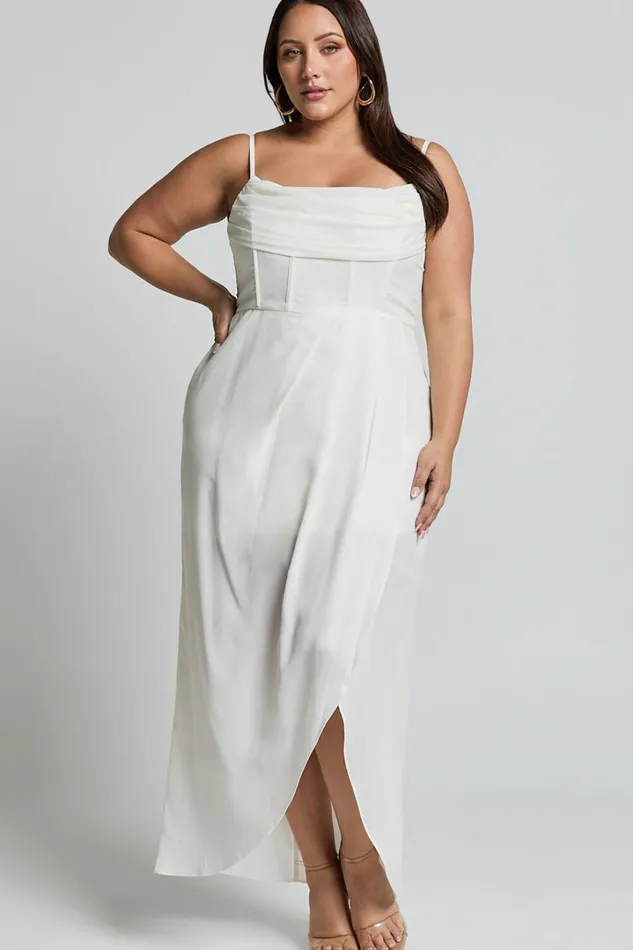 Andrina Midi Dress 8211 High Low Wrap Corset Dress In White Women Showpo Dresses