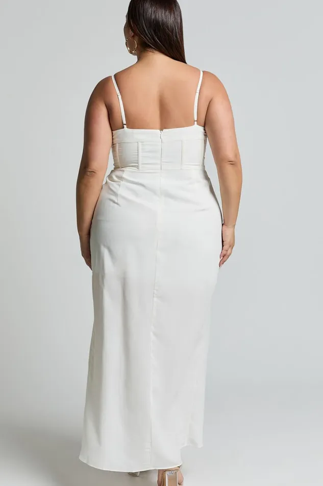 Andrina Midi Dress 8211 High Low Wrap Corset Dress In White Women Showpo Dresses
