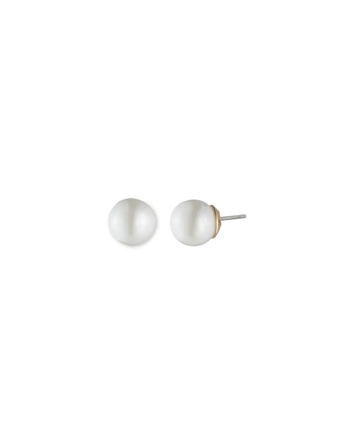 Anne Klein Blanc Faux Pearl Stud Earrings Goldtone Women Watches 038 Jewelry