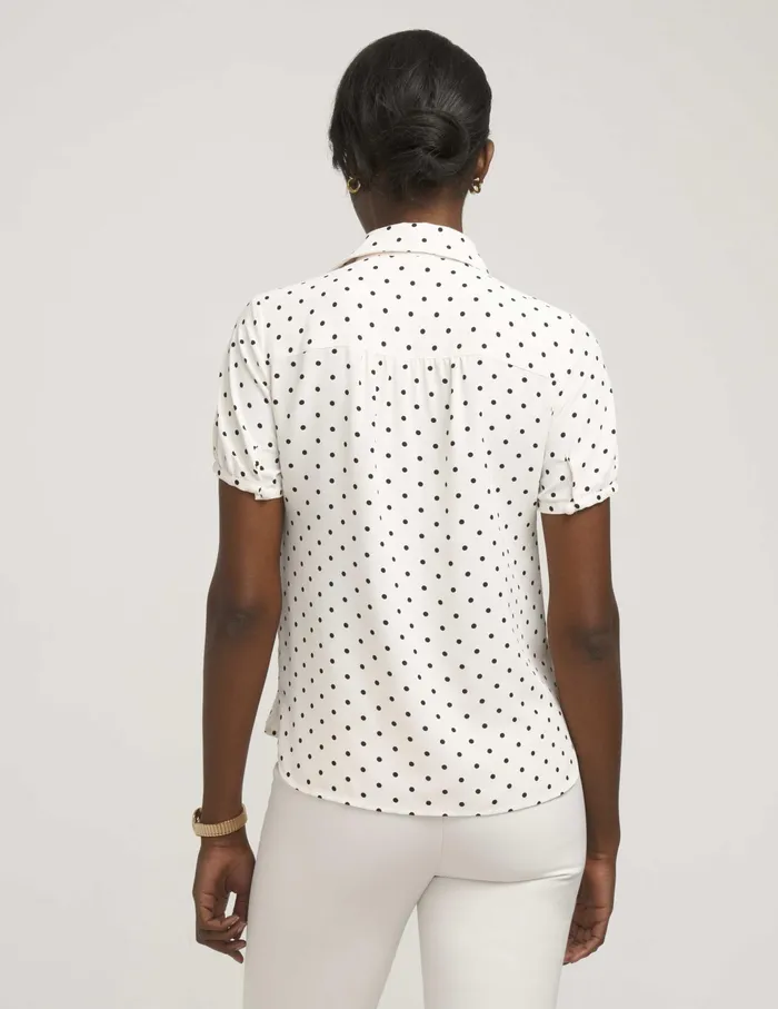 Anne Klein Button Down Blouse With Cap Sleeve Anne White Women Clothing