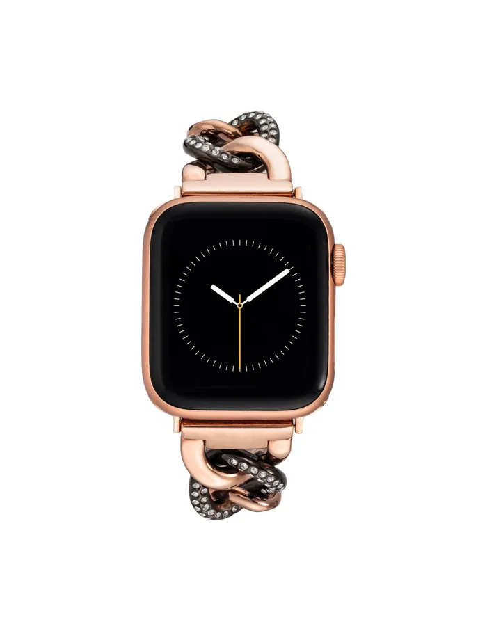 Anne Klein Chain Link Bracelet Band With Premium Crystals For Apple Watch Gunmetal Women Accessories