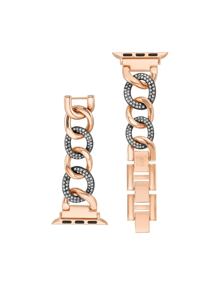 Anne Klein Chain Link Bracelet Band With Premium Crystals For Apple Watch Gunmetal Women Accessories