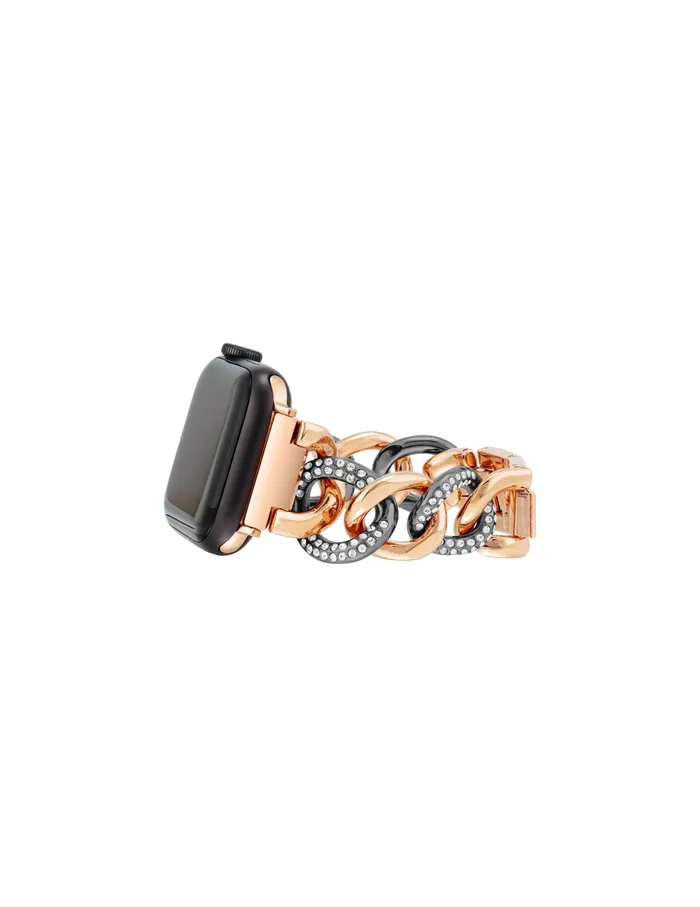 Anne Klein Chain Link Bracelet Band With Premium Crystals For Apple Watch Gunmetal Women Accessories