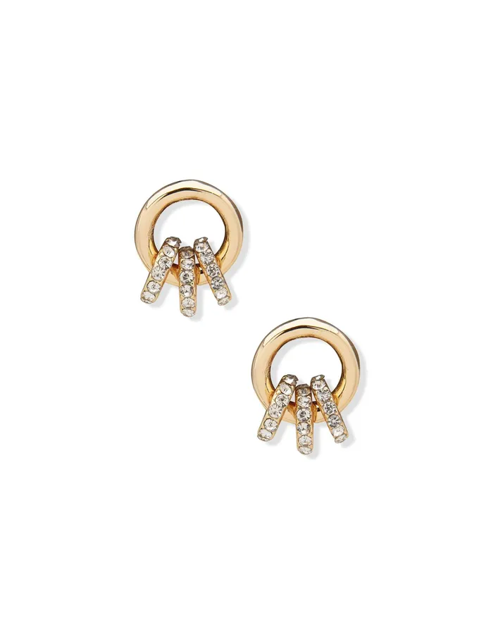 Anne Klein Drop Earrings With Mini Pave Hoops Goldtone Women Watches 038 Jewelry